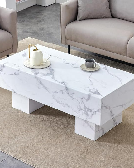 NicBex Dining Table Kitchen Table Contemporary Coffee Table Has Patterns Modern Rectangular Table for Living Rooms Meeting Rooms Banquet Hall, White - LeafyLoom