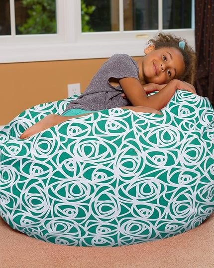 Posh Creations Bean Bag Chair for Kids, Teens, and Adults Includes Removable and Machine Washable Cover, 38in - Large, Canvas Roses Mint - LeafyLoom