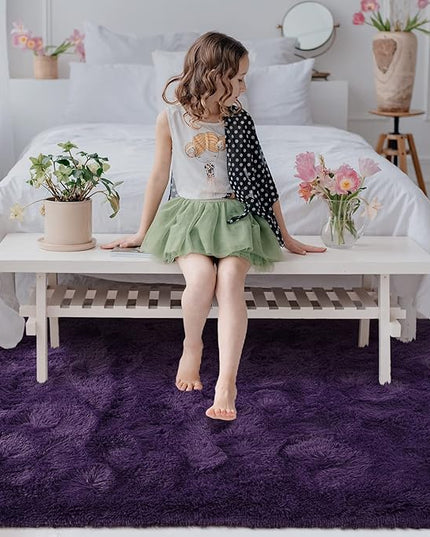 Softlife Rug for Living Room 5.3x7.6 Feet Area Rug for Bedroom Super Soft Shaggy Rugs for Kids Room Fluffy Fuzzy Carpets Long Plush Bedside Rug Nursery Christmas Home Decoration for Boys Girls, Purple - LeafyLoom