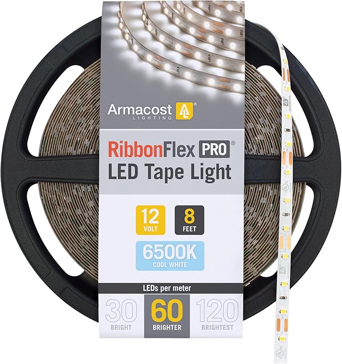 Armacost Lighting RibbonFlex Pro LED Tape Light, Daylight (6500K), 60LEDs/M, 8.2' (2.5M) 12V, 182211 ArmacostLighting