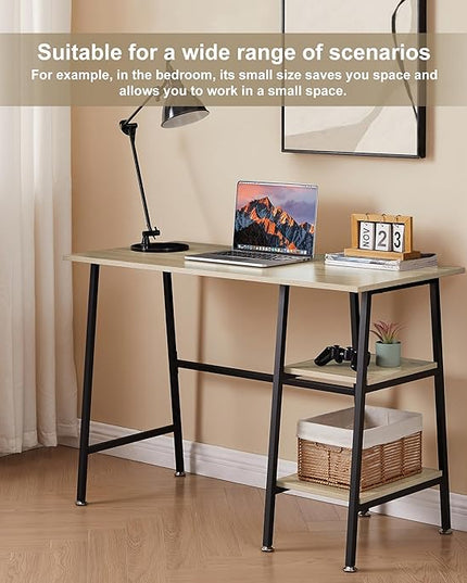 VECELO 43 Inch Computer, Writing Home Office Hutch Workstation with Shelf Storage Desk 43", New Oak - LeafyLoom