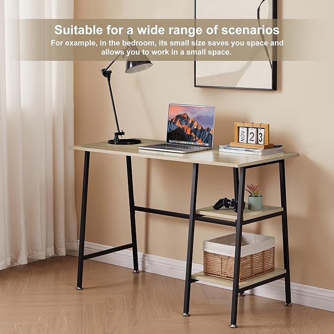 VECELO 43 Inch Computer, Writing Home Office Hutch Workstation with Shelf Storage Desk 43", New Oak - LeafyLoom