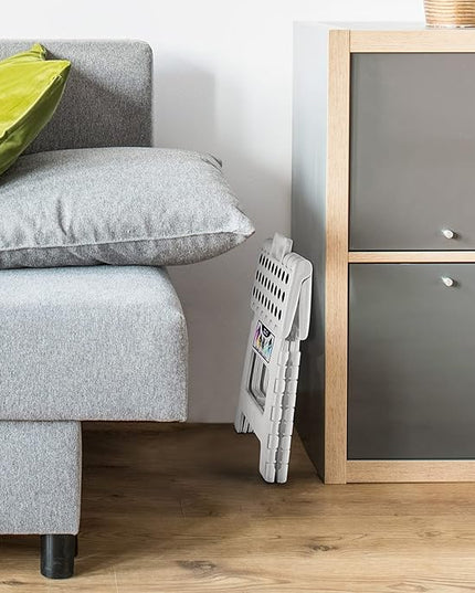 Delxo 9” Folding Step Stool in White,1 Pack Premium Heavy Duty Foldable Stool for Kids,Portable Collapsible Plastic Step Stool,Non Slip Folding Stools for Kitchen Bathroom Bedroom - LeafyLoom