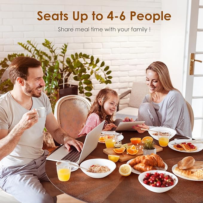 Soohow 47.2''Round Dining Table Dining Room Table Seats Up to 4-6 People,Kitchen Table Wood Dining Table Round Farmhouse Dining Table with Intersecting Pedestal Base,Black Walnut - LeafyLoom