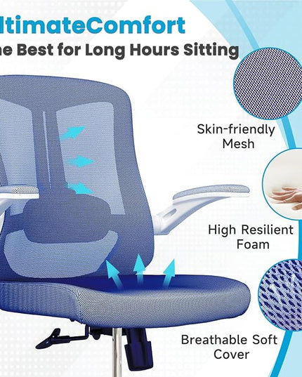 Ergonomic Office Chair - Comfy Desk Chairs with Wheels and Arms, 400LB Heavy Duty Mesh Computer Chairs with Comfortable Lumbar Back Support for Home Office, Bedroom, Study and College Dorm - LeafyLoom