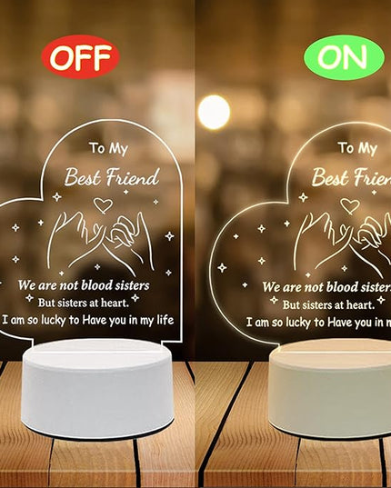 Best Friend Birthday Gifts Friendship Gifts Acrylic Night Light, Thank You Gifts for Friends - Christmas Birthday Gifts for Bestie, BFF - LeafyLoom