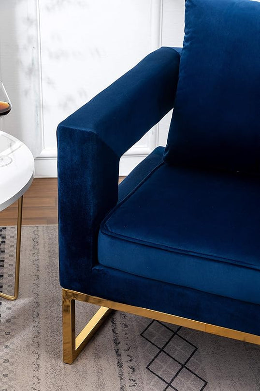 Roundhill Furniture Lenola Upholstered Accent Arm Chair, Blue 29.75D x 27.5W x 34.5H Inch - LeafyLoom