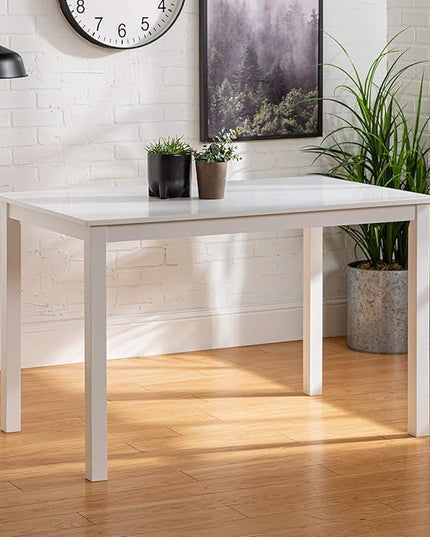 Walker Edison 4 Person Modern Farmhouse Wood Small Dining Table Dining Room Kitchen Table Set 4 Chairs Set, 48 Inch, White and Grey - LeafyLoom