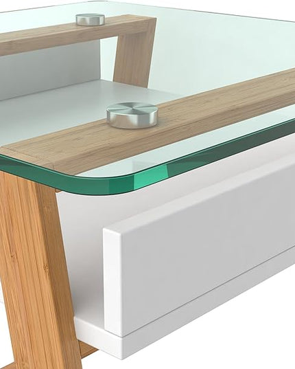 bonVIVO Small Side Table Can be Used as a Modern Coffee Table or for The Living Room (Glass Kitchen Table, Coffee Table for Small Spaces) - LeafyLoom