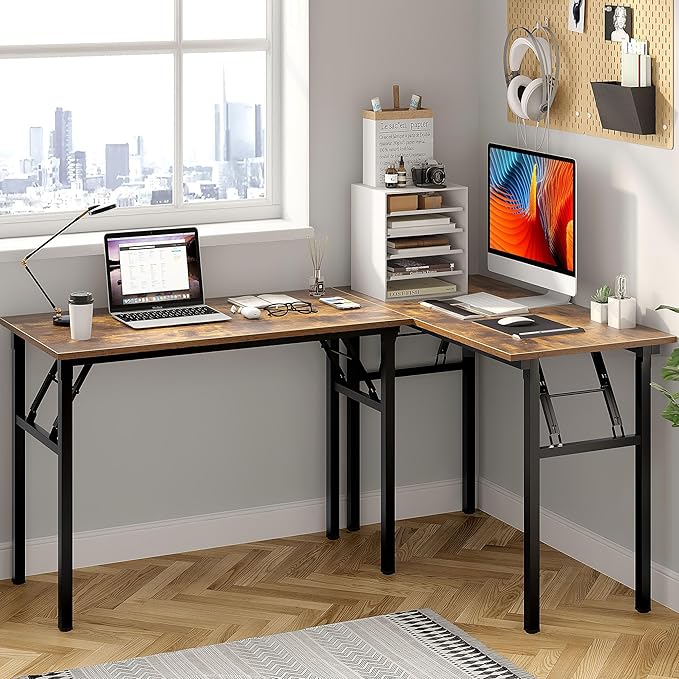 Need Office Computer Desk - 47.2L Sturdy and Heavy Duty Folding Laptop Table,Writing Table/Home Office Desk/Sewing Table,No Assembly Required,Rustic Brown AC5FB(120 * 60) - LeafyLoom