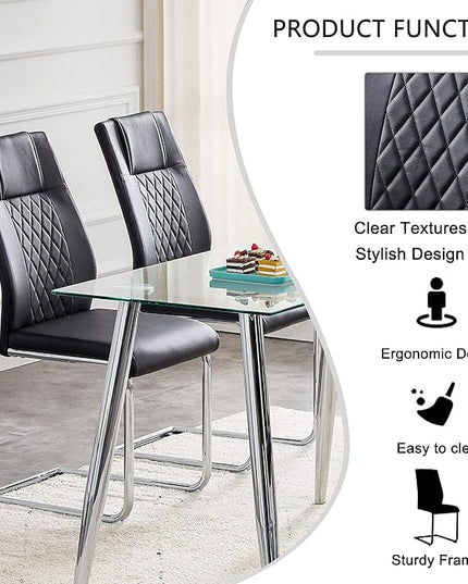NicBex Haerin-SD-00312-LWJ Dining Chairs, 16"x19"x38", Black and Silver - LeafyLoom