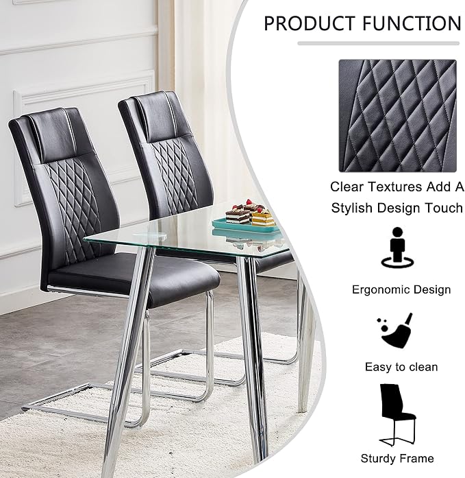 NicBex Haerin-SD-00312-LWJ Dining Chairs, 16"x19"x38", Black and Silver - LeafyLoom