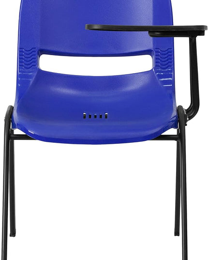 Flash Furniture HERCULES 5 Pack Blue Ergonomic Shell Chair with Left Handed Flip-Up Tablet Arm - LeafyLoom
