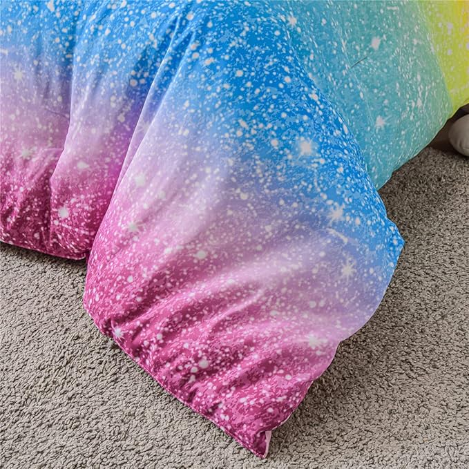 Holawakaka Space Star Ombre Comforter Set Ombre Multi-color Gradient Bedding Set Twin Size (Multi-color, Twin) - LeafyLoom