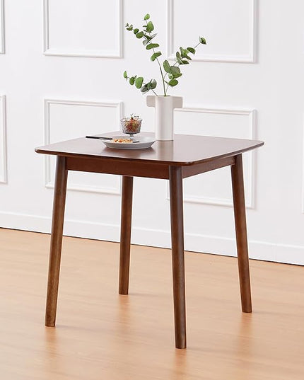 Livinia Aslan 29.5" Malaysian Oak Square Wooden Dining Table/Small Solid Wood Kitchen Desk (Walnut) - LeafyLoom
