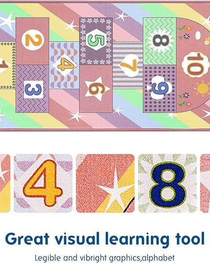 Booooom Jackson Hop and Count Hopscotch Kid Rug,40''x70'' kids Carpet Rugs for3, 4, 5, 6, and 7 Year Olds,Rainbow Rug for Girls Bedroom and kids playroom, Floor Mat Suitable for indoor and outdoor - LeafyLoom