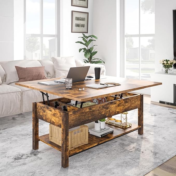 FABATO JS-TCT004-1108 Coffee Table, Rustic Brown - LeafyLoom