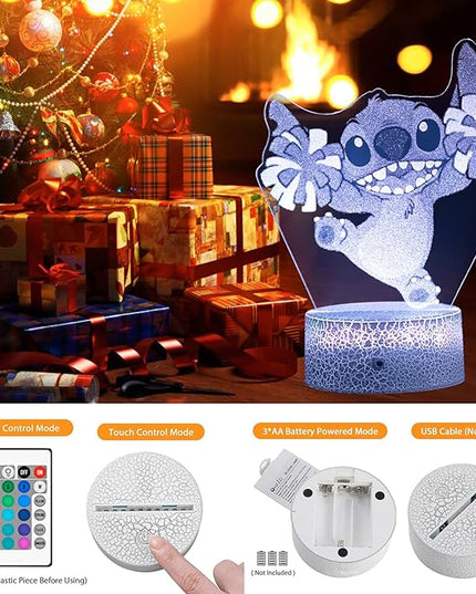 Stitch Gifts, Stitch Night Light for Kids, Stitch Decoration 3D Night Light, 16 Colors Change with Remote - LeafyLoom