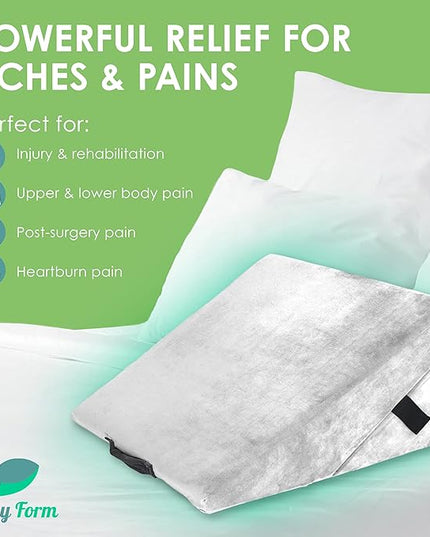 Cushy Form Wedge Pillow for Sleeping - 22 Inch Memory Foam Bed Wedge for Sleeping, Reading, Post Surgery & Leg Elevation - Triangle Pillow with Washable Cover - White - LeafyLoom