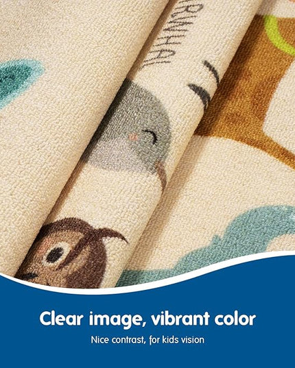 Booooom Jackson ABC Kids Classroom Rugs - 5'x6'6" Educational Numbers and Animal Carpet for Preschool, Classroom, and Kid's Room Safety and Learning - Alphabet Rug for Boys and Girls - LeafyLoom