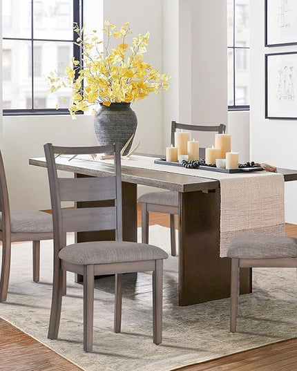 COLAMY Upholstered Dining Chairs Set of 2, Fabric Dining Room Kitchen Side Chair with Adjustable Foot Pegs and Ladder High Back - Light Brown - LeafyLoom