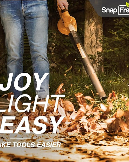 SnapFresh Cordless Leaf Blower - 20V Electric Leaf Blower with 2.0 Ah Battery and Charger - Lightweight 2-Speed Leaf Blower for Lawn Care and Yard/Garden/Patio Cleaning (Orange) - LeafyLoom