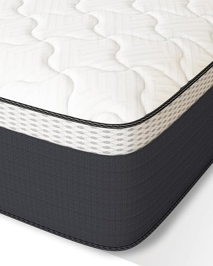 10 Inch Hybrid King Mattress, King Box Spring Mattresses with High Density Foam, King Size Innerspring Foam Mattress in a Box, White Grey Mattresses Bed with Medium Firm Feel, 80x76x10 inch - LeafyLoom