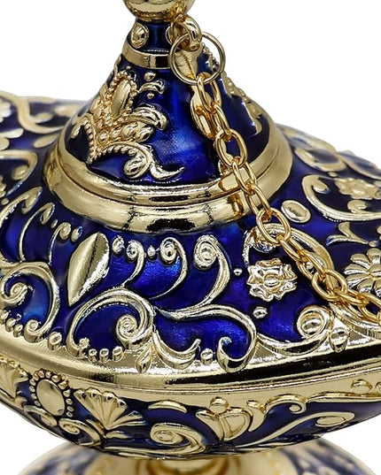 Classic Vintage Rare Legend Aladdin Magic Genie Costume Lamp Home Table Decoration & Gift, Royal Blue - LeafyLoom