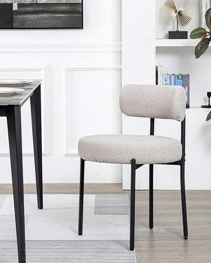 DYHOME Dining Chair One Chair for Kitchen Dining Room Dining Table,Upholstered Boucle Dining Chair with Black Metal Legs,Accent Dining Side Chair,Grey - LeafyLoom