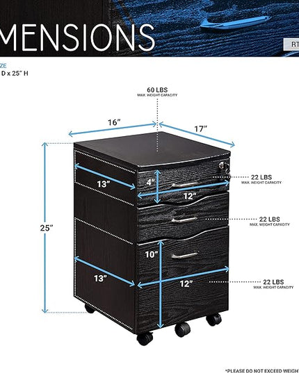 Techni Mobili Rolling Storage and File Cabinet, Espresso - LeafyLoom