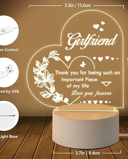 Girlfriend Gift, Birthday Gift for Girlfriend Night Light - Gift for Girlfriend Romantic, Anniversary Christmas Valentines Day Gifts for Girlfriend - LeafyLoom
