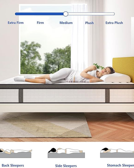 Queen Mattresses,10 Inch Queen Mattress in a Box,Memory Foam Hybrid Queen Size Mattress,Breathable Comfort Soft Mattress Pressure Relief. - LeafyLoom