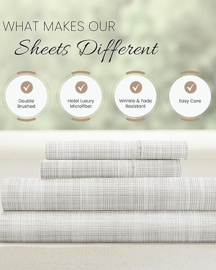 Linen Market 4 Piece King Bedding Sheet Set (Gray Thatch) - Sleep Better Than Ever with These Ultra-Soft & Cooling Bed Sheets for Your King Size Bed - Deep Pocket Fits 16" Mattress - LeafyLoom