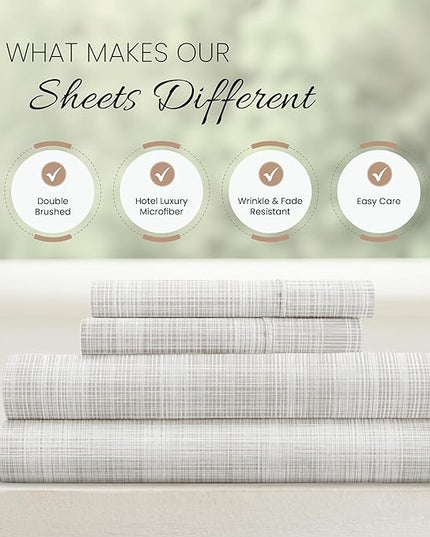 Linen Market 4 Piece Full Bedding Sheet Set (Gray Thatch) - Sleep Better Than Ever with These Ultra-Soft & Cooling Bed Sheets for Your Full Size Bed - Deep Pocket Fits 16" Mattress - LeafyLoom