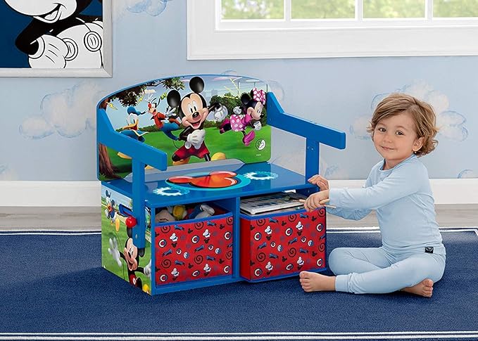 Delta Children Kids Convertible Activity Bench - Greenguard Gold Certified, Disney Mickey Mouse - LeafyLoom