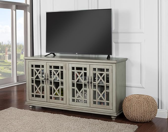 Martin Svensson Home Elegant TV Stand, 63 in x 35 in (W x H), Antique Silver - LeafyLoom