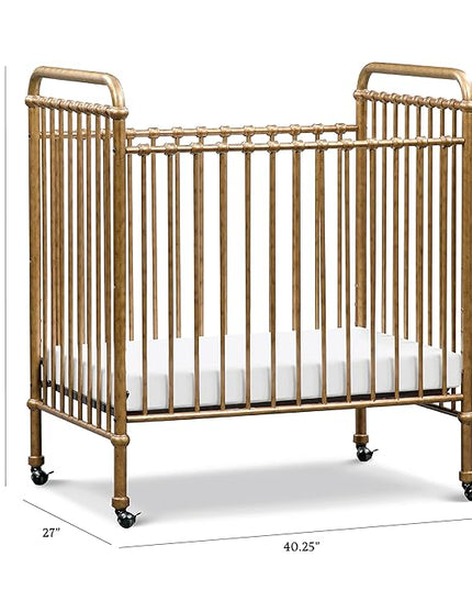NAMESAKE Abigail 3-in-1 Convertible Mini Metal Crib in Vintage Gold, Greenguard Gold Certified - LeafyLoom