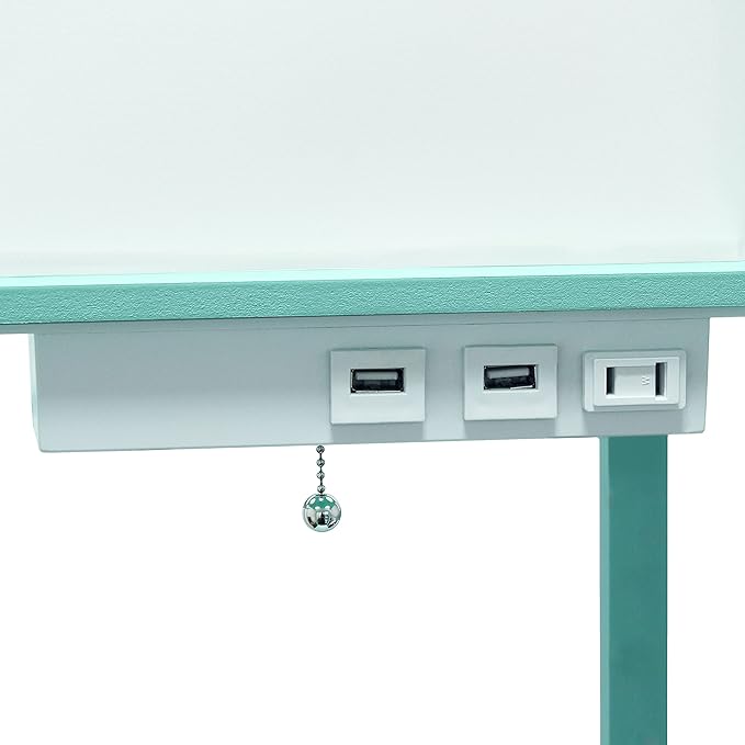 Simple Designs LF1037-AQU-LB Three Shelf Etagere Organizer Storage Floor Lamp with 2 Dual USB Ports and Charging Outlet, Aqua, with Feit LED Bulb Included - LeafyLoom