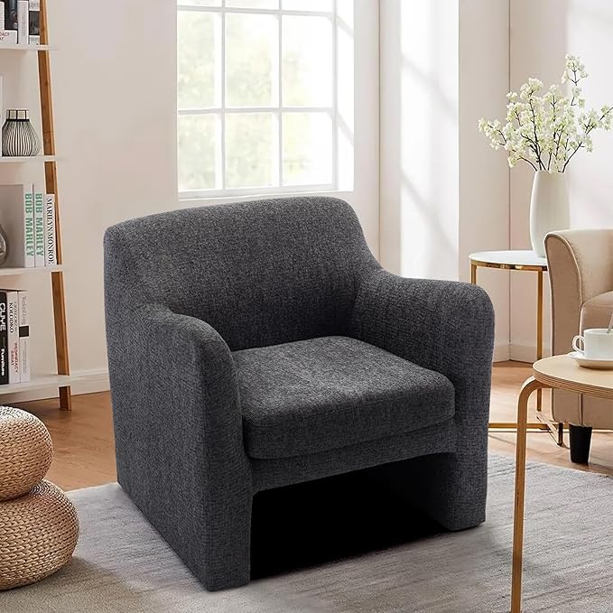 COLAMY Modern Accent Chair, Living Room Chair, Soft Padded Armchair with Back, Comfy Fabric Accent Chair for Living Room Bedroom, Charcoal Grey - LeafyLoom