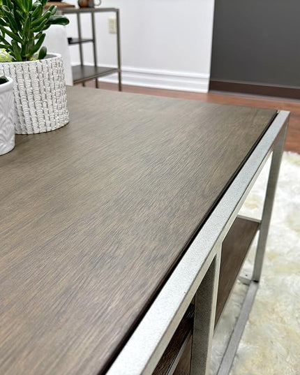 NicBex Coffee Table Wooden Coffee Table with Storage Rectangle Center Tables with Open Shelves and Metal Frame Dining Table for Living Room, Dining Room, Office, and Bedroom,50" W, Brown - LeafyLoom