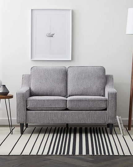 Edenbrook Jensen Upholstered Loveseat - Gray Upholstered Loveseat - Living Room Furniture - Small Loveseat- Seats Two - Scoop Arm Modern Couch - Couches for Living Room, Loveseat - LeafyLoom