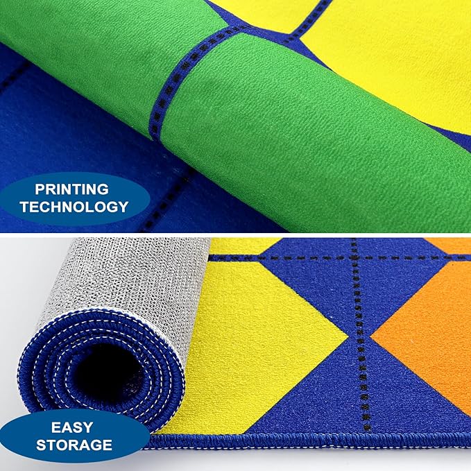 LIVEBOX Hexagon Kids Rug for Classroom, Washable Classroom Carpet for School, Nursery, Colorful Children's Classroom Area Rugs Non-Slip Playroom Mat for Daycare Learning,13'x7'5"(Seats-24) - LeafyLoom