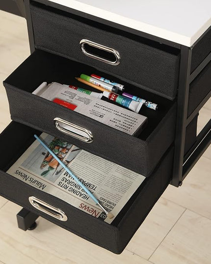 NicBex Laik-DW-00016-DX Desks, 45.67" W x 23.6" D x 29.5" H, White+Black - LeafyLoom