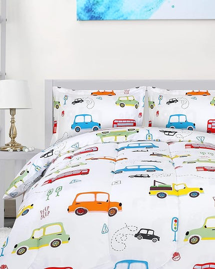 Utopia Bedding All Season Car Comforter Set with 2 Pillow Cases, 3 Piece Soft Brushed Microfiber Kids Bedding Set for Boys/Girls, Machine Washable (Twin) - LeafyLoom