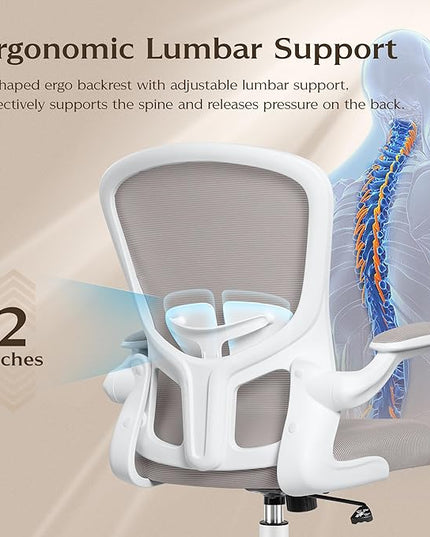 FelixKing Office Chair, Ergonomic Desk Chairs with Wheels Home Mesh Chair Adjustable Lumbar Support and Height, Ergo Chair for Working Gaming Use (Gray) - LeafyLoom