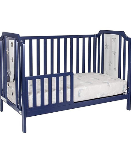 Suite Bebe Celeste 3 in 1 Convertible Island Crib Wood and Acrylic, Navy Blue - LeafyLoom
