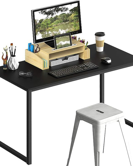 SHW Home Office 48-Inch Computer Desk, Black - LeafyLoom
