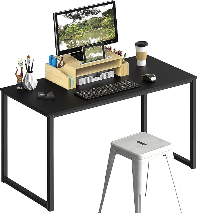 SHW Home Office 48-Inch Computer Desk, Black - LeafyLoom