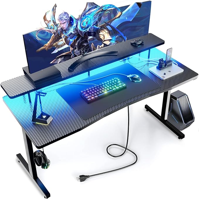 GTRACING GTP210-RGB Gaming desk, 55 inch, RGB - LeafyLoom