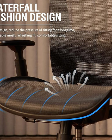 Mesh Office Chair,Ergonomic Computer Desk Chair,Sturdy Task Chair- Adjustable Lumbar Support & Armrests,Tilt Function,Comfort Wide Seat,Swivel Home Office Chair (Black) - LeafyLoom